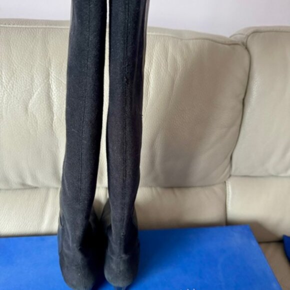 Stuart Weitzman Blaire over the knee black leather Wedge boots size 9 - Picture 15 of 16